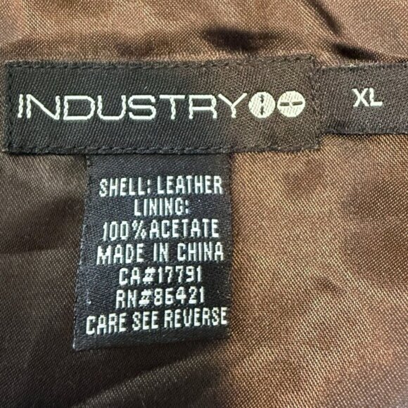 Y2K Industry Moto Buttery Leather Jacket Womens XL Chocolate Brown Ruched Front - Picture 2 of 14